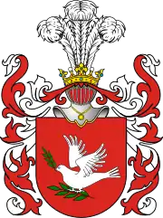 Stanisław Czerniecki's coat of arms, charged with a dove perched on one olive branch and holding another in its beak