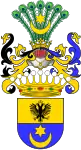 Coat of arms of Count Gołuchowski, with the coat of arms of the Russian Empire