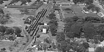 An aerial footage of Pasuruan Station (from west) along with PsSM Station in 1947