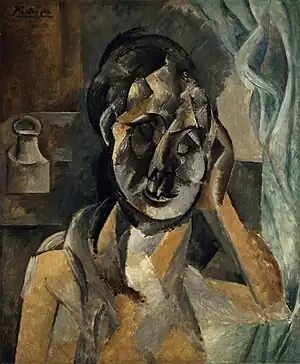 Pablo Picasso, 1910, Woman with Mustard Pot (La Femme au pot de moutarde), oil on canvas, 73 × 60 cm, Gemeentemuseum, The Hague