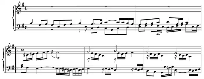 First bars of Ich ruf zu dir, Herr Jesu Christ.