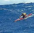 Paddleboarding in big waves