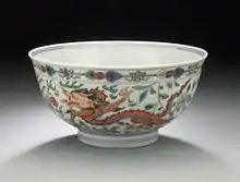 Bowl with Dragon Chasing Flaming Pearl, doucai, Kangxi reign, 1661–1722