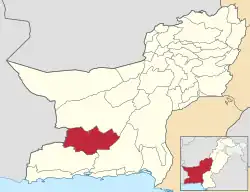 Map of Balochistan with Panjgur District highlighted