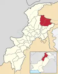 Location of the former Kohistan District (highlighted in red) in Pakistan