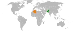 Map indicating locations of Pakistan and Algeria