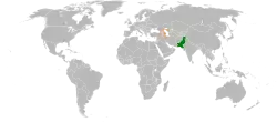 Map indicating locations of Pakistan and Azerbaijan