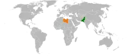 Map indicating locations of Pakistan and Libya