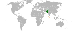 Map indicating locations of Pakistan and Maldives