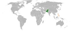 Map indicating locations of Pakistan and Philippines