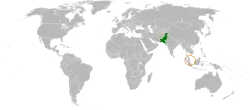 Map indicating locations of Pakistan and Singapore