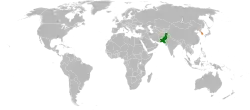 Map indicating locations of Pakistan and South Korea