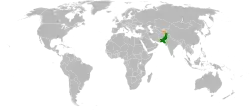 Map indicating locations of Pakistan and Tajikistan