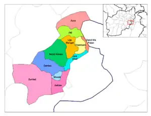 Dand Aw Patan District in orange color in the northeast