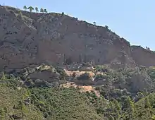 View of the old monastery of the Holy Archangels (Pammegiston Taxiarchon) established by Saint Leontios, as seen from the place where today lies the monastery of Pammegiston Taxiarchon.