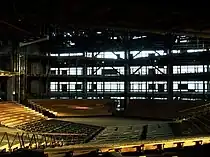 The remains of the central hall in 2003 following the removal of all asbestos and interior furnishings