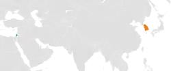 Map indicating locations of Palestine and South Korea