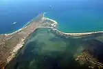 An aerial view of Cape Farina from the southwest