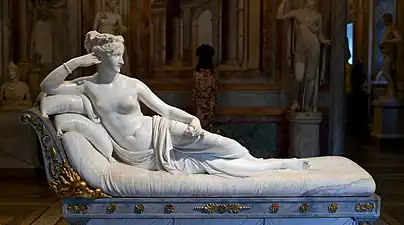 Venus Victrix; by Antonio Canova; 1804–1808; marble; length: 200 cm; Galleria Borghese, Rome