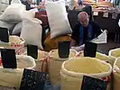 Manioc flour sales stand.