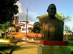 A photo of  Antonio Vale Square with the Church of Santo Antonio de Padua in the background.