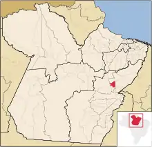 Location of Jacundá in Pará and Brazil