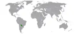 Map indicating locations of Paraguay and Taiwan