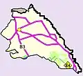 Municipal area and road network of Paralimni