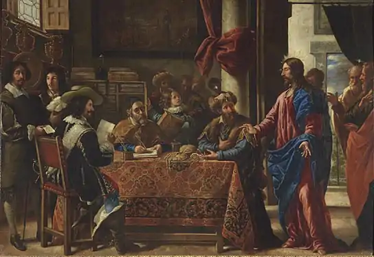 The Calling of Saint Matthew, (1661), 225 x 325 cm, Prado Museum. Pareja paints himself at the left.