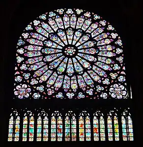 North rose window including lower 18 vertical windows