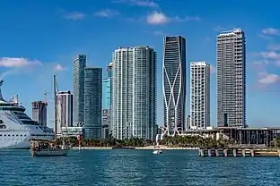 Park West in Downtown Miami from the water