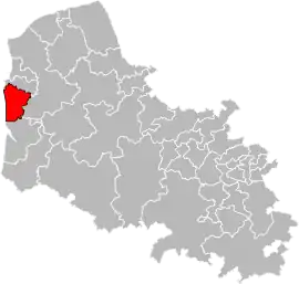 Location of Outreau within the department