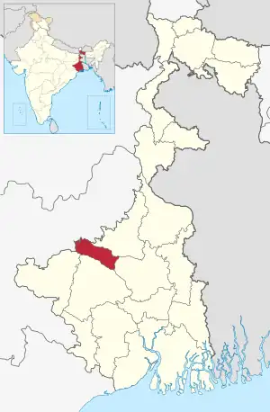 Location of Paschim Bardhaman in West Bengal