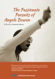 film poster; a black woman (Angela Bowen) viewed in profile, shouting, her hand lifted up in a fist