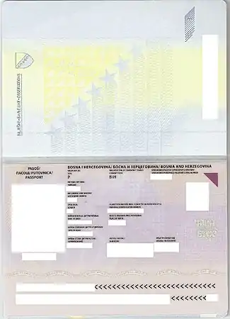 Data Page of a contemporary Bosnia and Herzegovina biometric passport