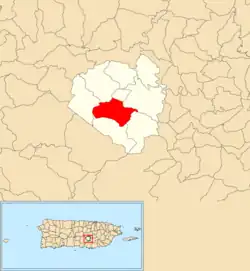 Location of Pasto within the municipality of Aibonito shown in red