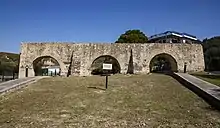 The medieval aqueduct in the park.