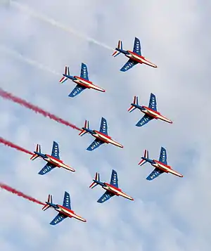 Image 4Patrouille de FrancePhotograph: Łukasz GolowanowThe Patrouille de France, a precision aerobatic demonstration team, in full formation at the Radom Air Show. The team was established as part of the French Air Force in 1947, although aerobatic teams had existed in the country since 1931. The Patrouille fly Dassault/Dornier Alpha Jets.More selected pictures