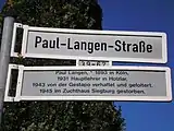 Street sign of the Paul-Langen-Straße