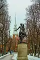 Statue with the Old North Church visible in the background