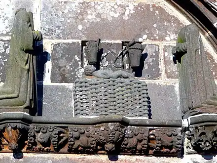 The Nativity scene in the tympanum above the entrance.