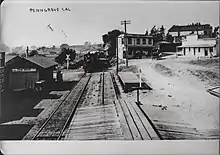 Early photograph of the original "Penn Grove" railroad station in downtown Penngrove