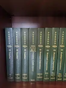 Volumes of Purdon's Pennsylvania Statutes Annotated which compose Pennsylvania's Consolidated Statutes (specifically volumes of Titles 16, 17, and 53).