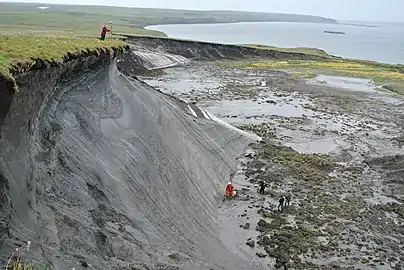 Thawing permafrost in Herschel Island, Canada, 2013