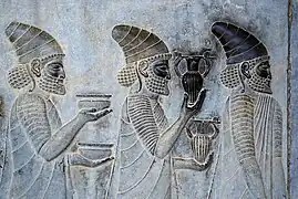 Detail of a relief of the eastern stairs of the Apadana at Persepolis