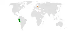 Map indicating locations of Peru and Poland