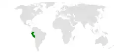 Map indicating locations of Peru and Taiwan