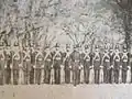 Petersburg City Guard in formation at Poplar Lawn Petersburg, Va. February 1861. Capt. J. P. May front center.