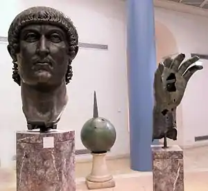 Head and other fragments a colossal bronze statue of Constantine I, early 4th century AD, Musei Capitolini (Rome)