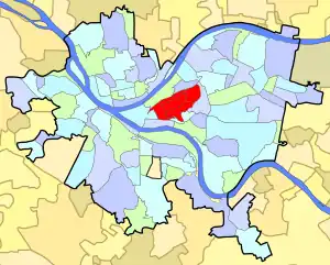 Location of the Hill District neighborhoods within the City of Pittsburgh